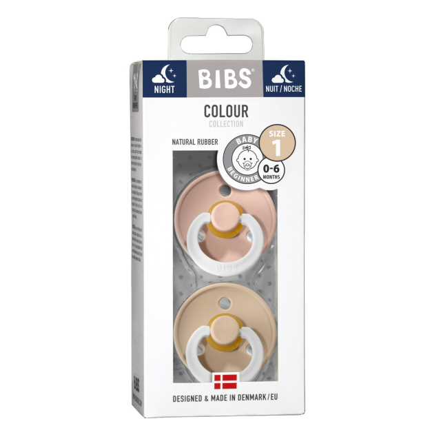 BIBS Napp Colour Night Latex 2-pack 0-6 mån Blush/Vanilla