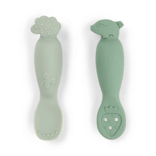 Done By Deer Pre-spoon Tiny Farm Green 2-pack