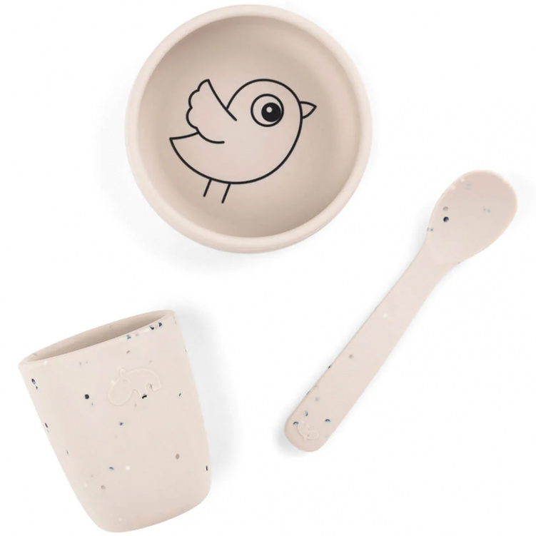 Done By Deer First Meal Servis Silikon Birdee Sand  i gruppen Babytillbehör / Äta och mata / Serviser hos Bonti (DOBD1529819)