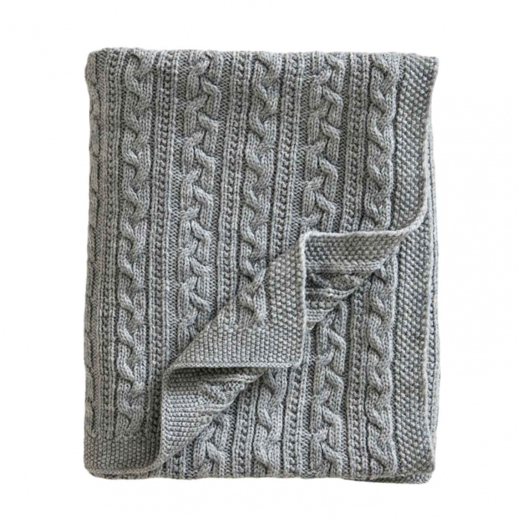 Jack o Juno Stickad Filt Merinoull Light Grey i gruppen Babytillbehör / Sova / Babyfiltar hos Bonti (JAJUB434LG-O)